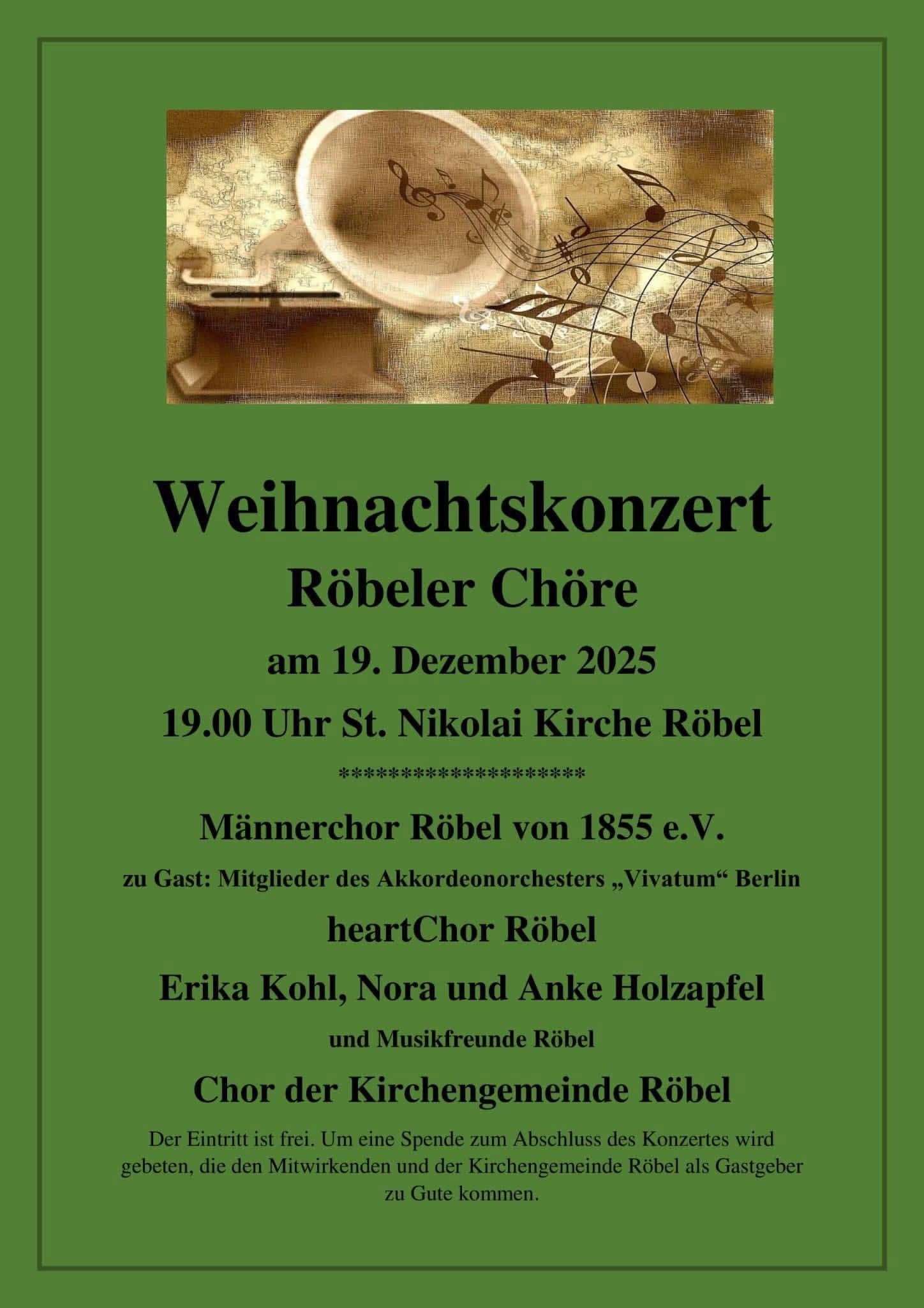 Weihnachtskonzert Röbeler Chöre