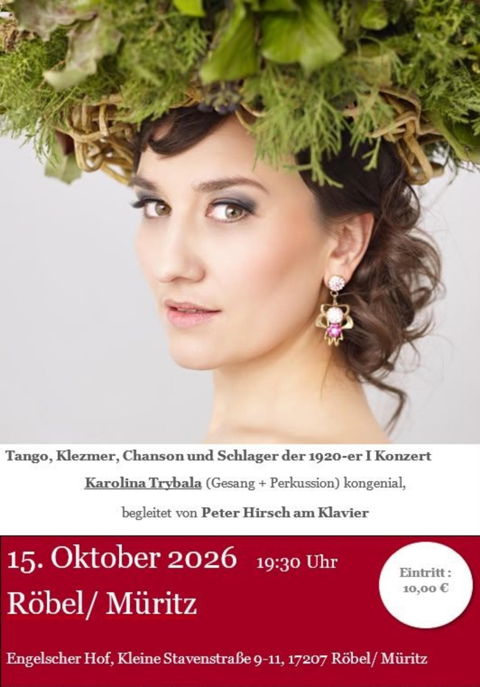 Tango, Klezmer, Chanson und Schlager der 1920er – Konzert mit Karolina Trybala und Peter Hirsch am Klavier